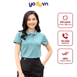 Áo polo nữ YODY in hình vương miện chất liệu mắt chim thoải mái thoáng mát APN5044