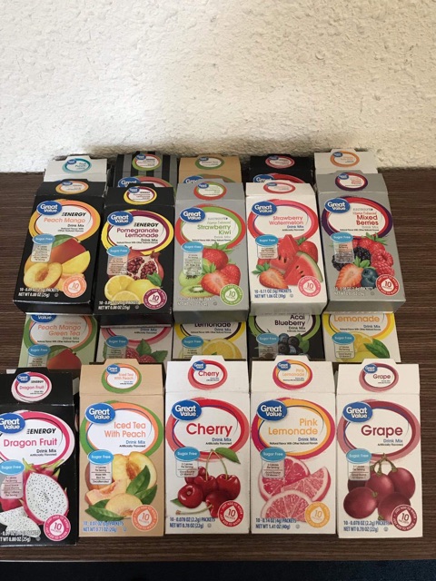 Set 20 gói bột trái cây Great Value của Mỹ