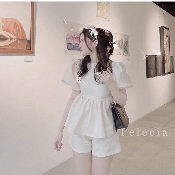 Set đùi nơ lưng BaByDoll Zadola fashion tay bồng quần short đùi đồ bộ nữ tính cho chị em.