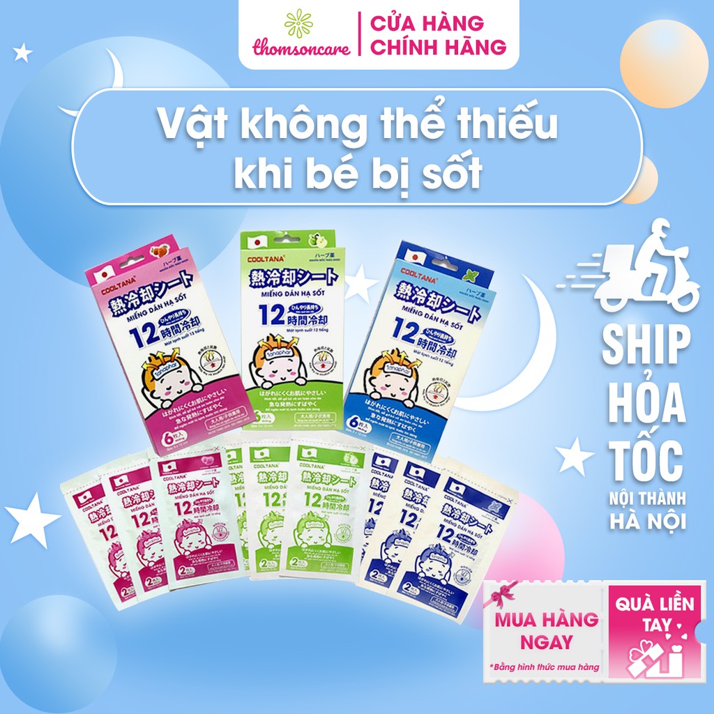 Miếng dán hạ sốt Cooltana Cooling Gel Sheet - Làm mát liên tục trong 10 tiếng