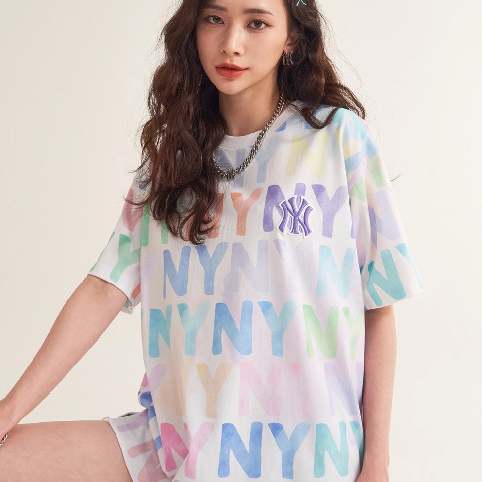 (Hàng Xuất) Áo tay ngắn &amp; tay dài trắng phối 7 màu Watercolor Monogram Overfit siêu đẹp 3ATSM9023-50WHS Size XS S M L