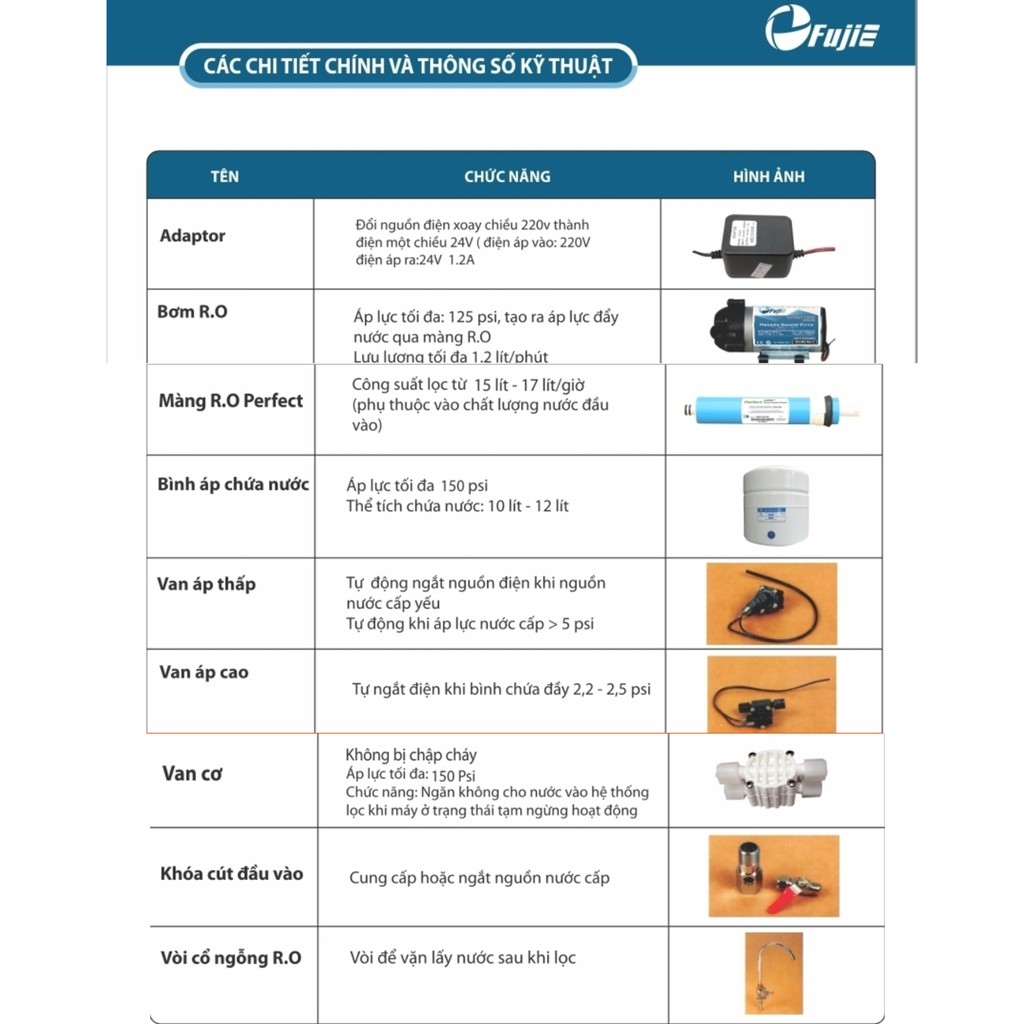 Máy lọc nước tinh khiết FujiE RO-09 lắp âm tủ (9 cấp lọc) thương hiệu Nhật Bản