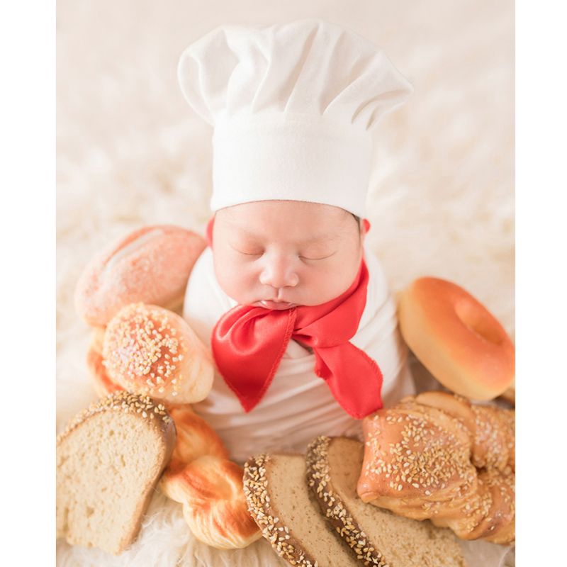 Mary☆Baby Photography Props Little Chef Hat White Stretch Wrap Little Cook Creative Props Accessorie