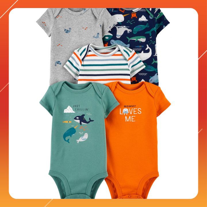 Bodysuit Carter's Cá Voi Nhập Mỹ Cho Bé Set 5 Bộ