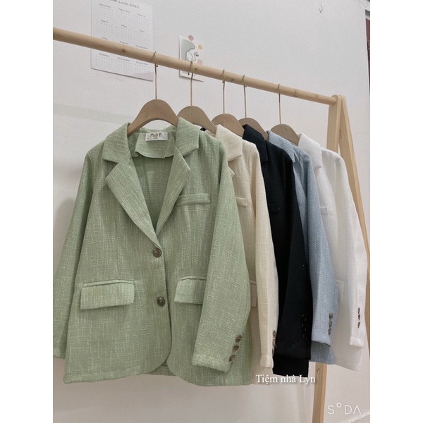Áo blazer nữ dài tay chất dạ tweed nhiều màu