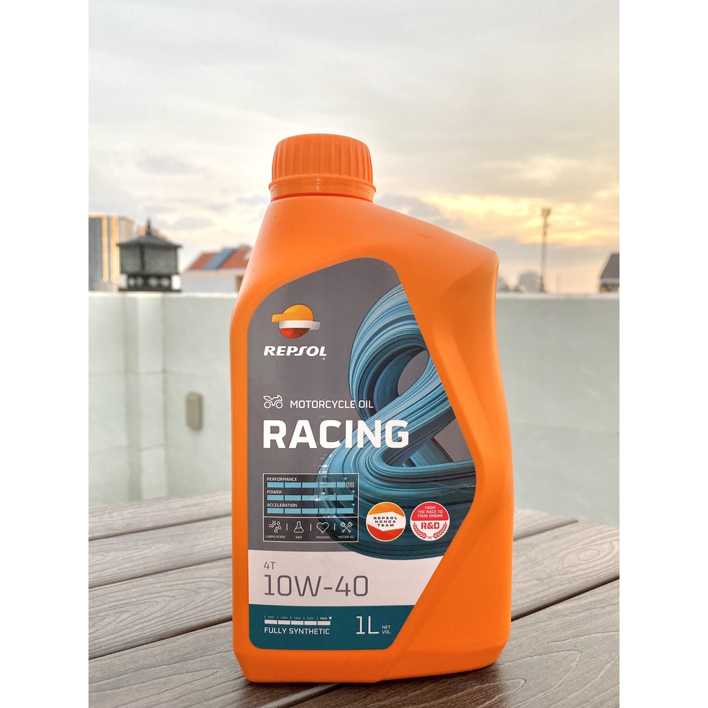 Nhớt Repsol racing 10W40 tổng hợp 100% mẫu mới 170 độ nhớt bốc hơn tem cũ có 160