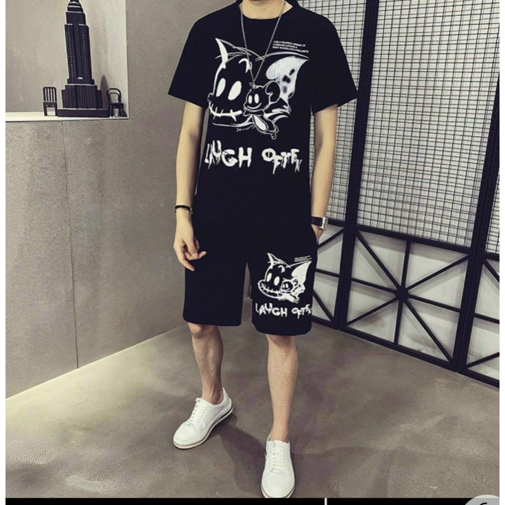 SET ĐỒ THUN LƯỚI NAM  IN HÌNH NGỘ NGHĨNH FORM <70KG