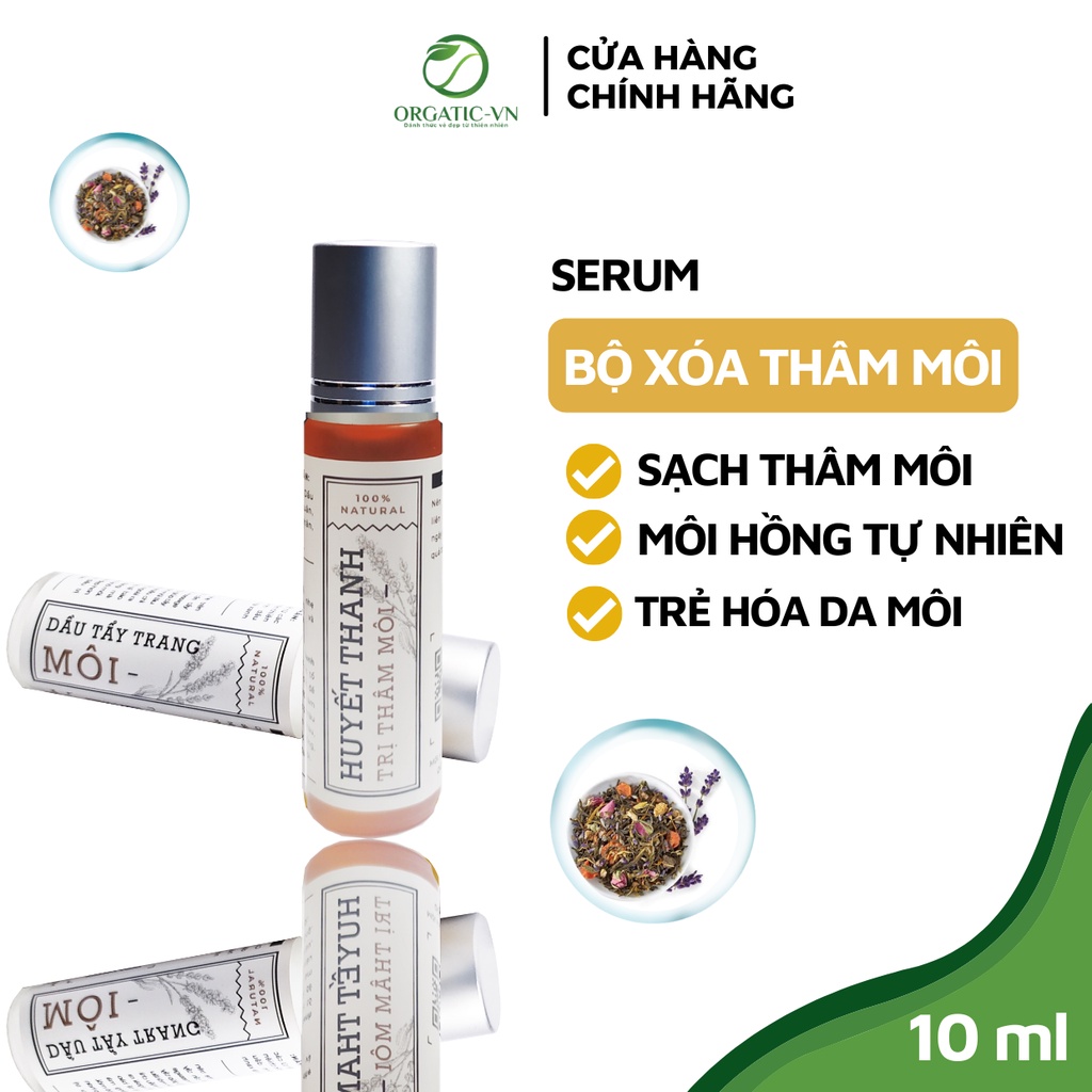 Combo Xóa thâm môi, dưỡng môi hồng xinh (Huyết thanh Xóa thâm + Dầu tẩy trang môi) - Handmade SR005