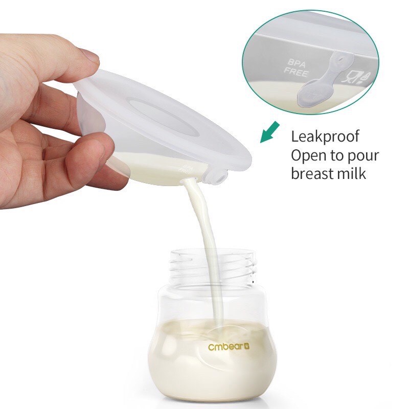 Hộp 2 phễu hứng sữa chống tràn CMBEAR chất liệu silicon an toàn có nắp đậy