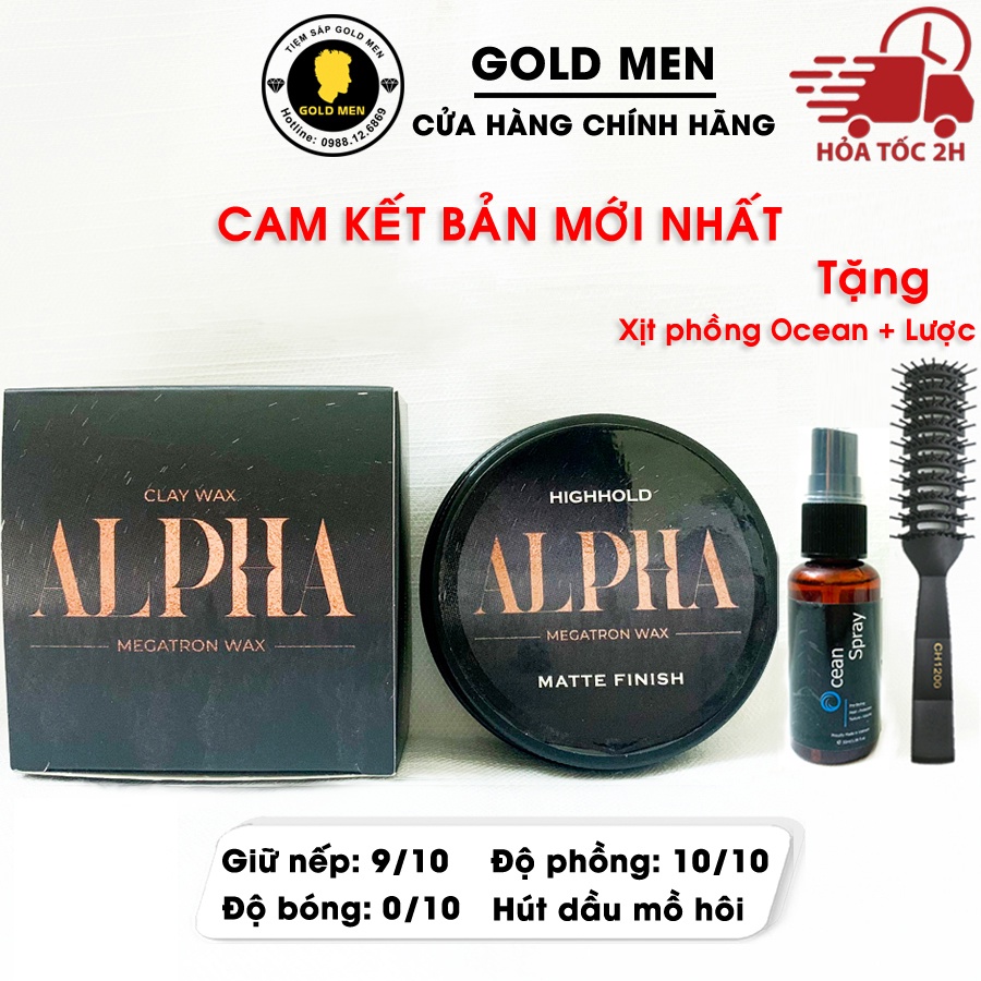 Sáp vuốt tóc Alpha Clay Wax + Tặng lược