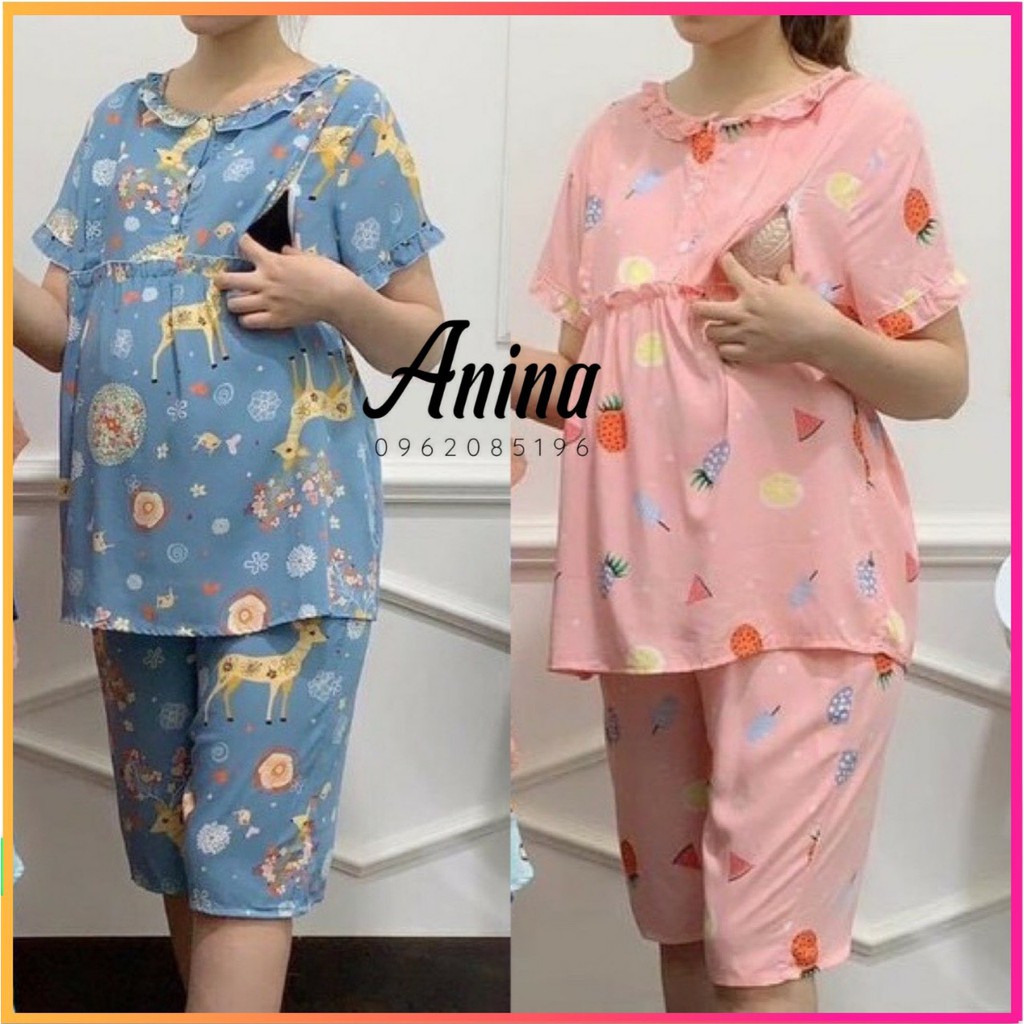 Bộ đồ bầu và sau sinh LỬNG kéo khóa chất lanh mát cho bà bầu mặc nhà mùa hè BL836