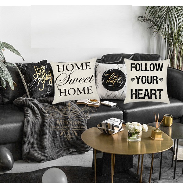 Combo 2 Áo Gối Tựa Lưng Mẫu chữ in Home Sweet Home - Follow Your Heart