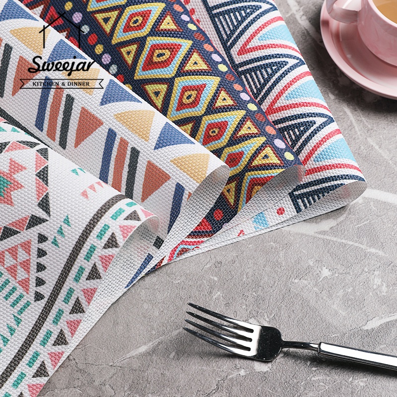 Thảm dệt kim SWEEJAR bằng pvc phong cách bohemian cách nhiệt chống trượt