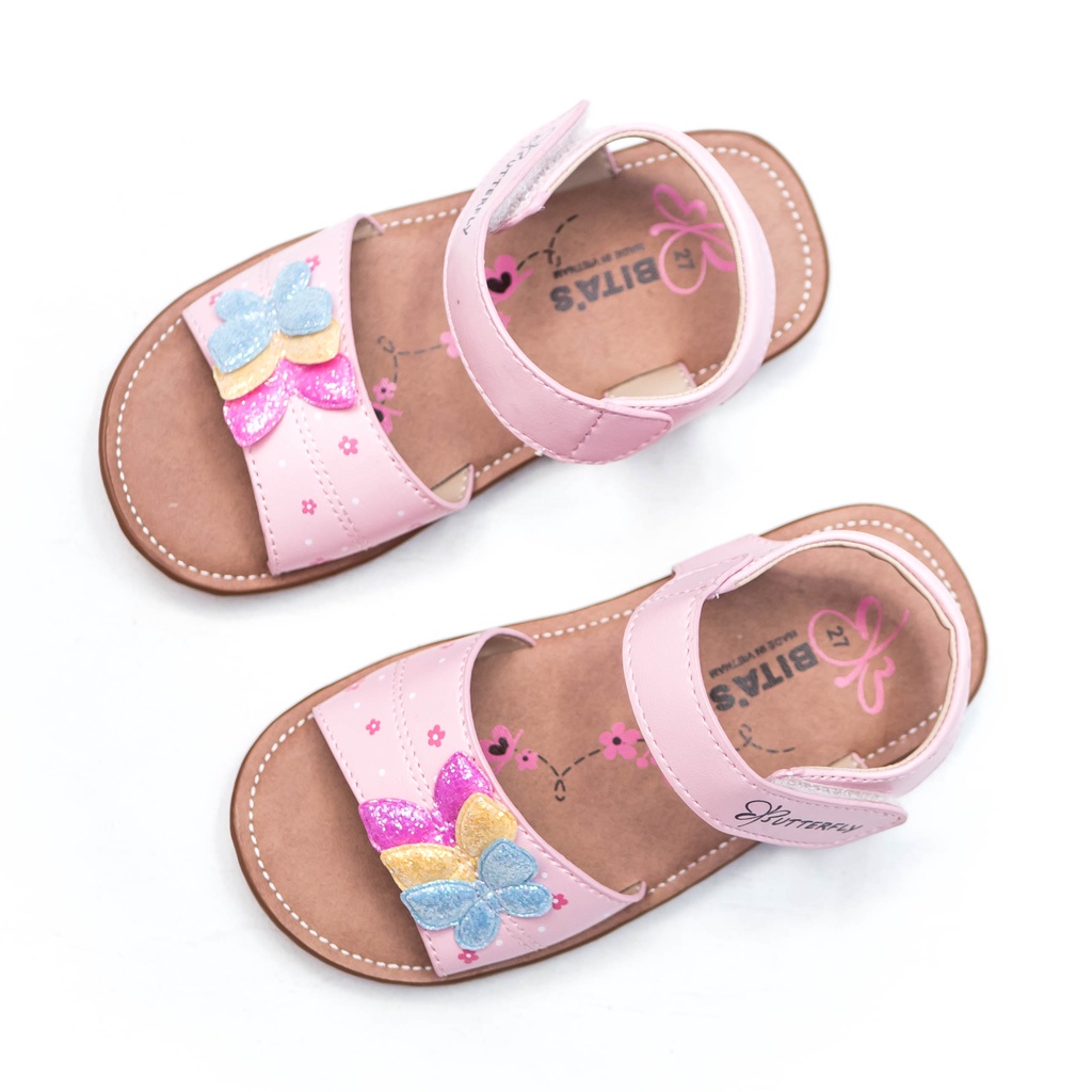 GIÀY DÉP SANDAL QUAI HẬU ĐẾ BẰNG HỌC SINH BÉ GÁI BITA'S SOB.273 (HỒNG + TRẮNG + XANH BIỂN) - BITAS