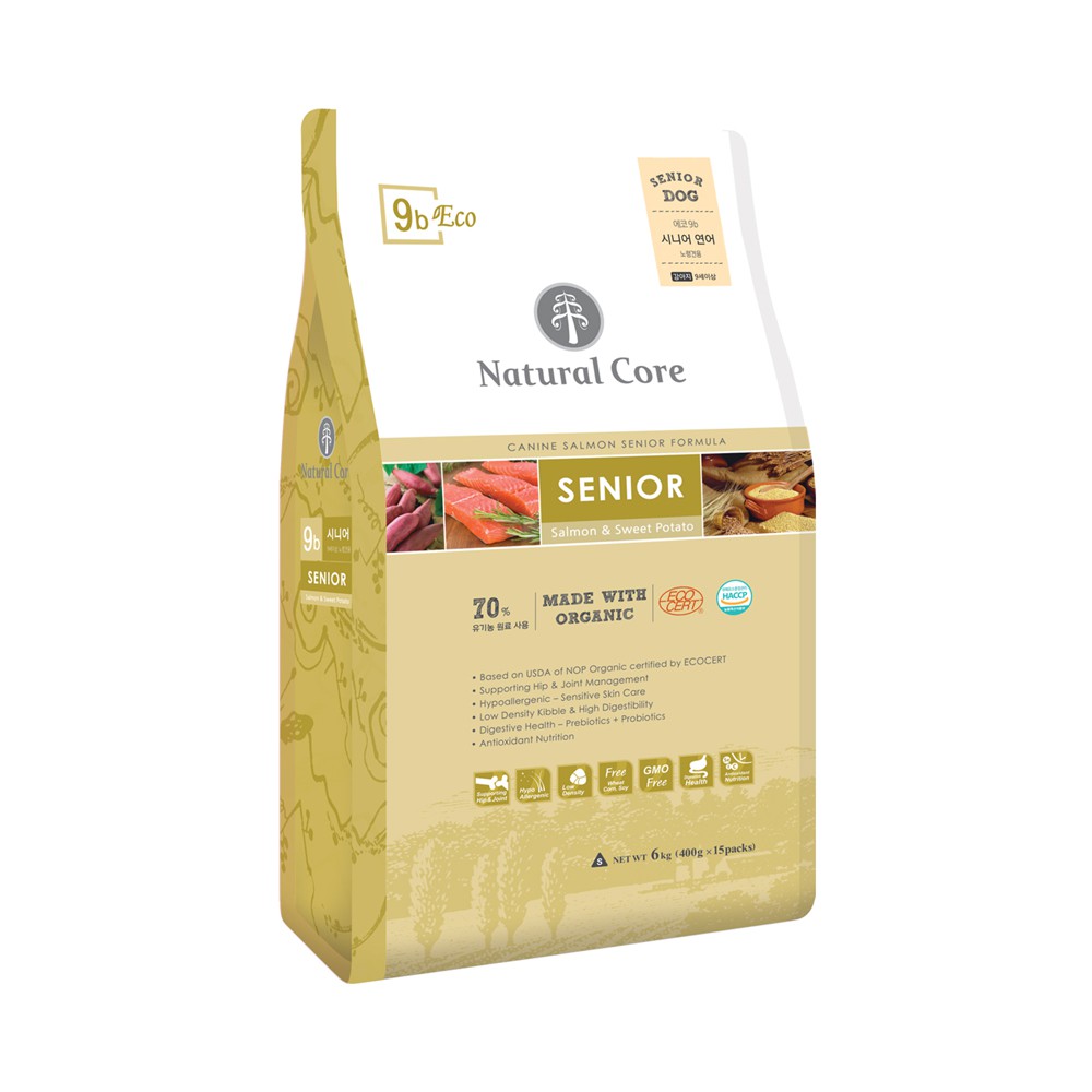 1kg(❁´◡`❁)THỨC ĂN HỮU CƠ NATURAL CORE CHO CHÓ GIÀ CÁ HỒI thành phần hữu cơ tốt cho sức khỏe, thích hợp với chó lớn tuổi.