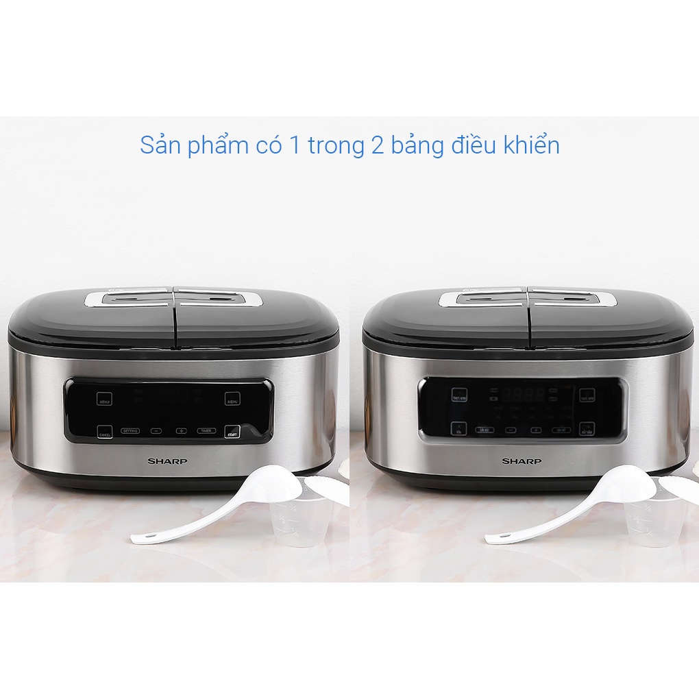 Nồi cơm 2 ngăn đa năng Sharp KN-TC50VN-SL Bạc 1.8 lít  900 W lòng nồi chống dính - Chính hãng BH 12 tháng