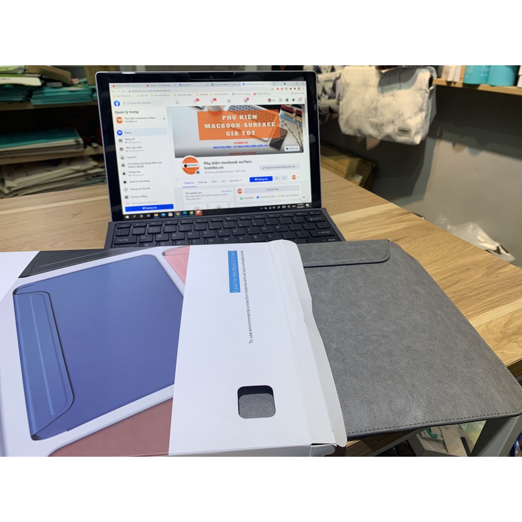 [Free ship Bao da Túi Đựng  cho  Macbook 13",Surface Pro 4- 5- 6 -7- X chống xước, chống sốc  màu đen / xám / nâu(da bò) | BigBuy360 - bigbuy360.vn