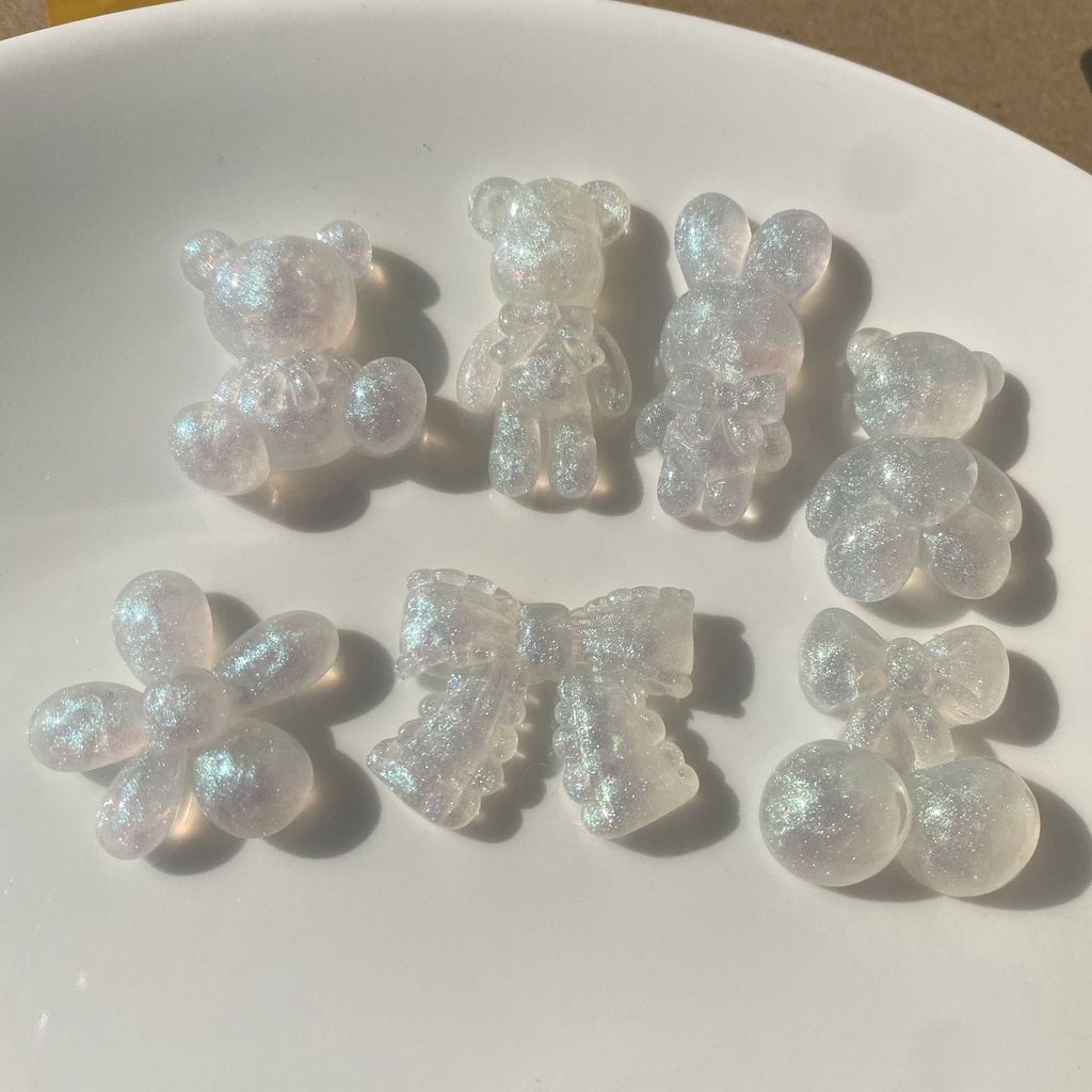 Set 10 Ghim Cài Áo 3D Đính Đá Pha Lê Hình Gấu Thỏ Sang Trọng DIY