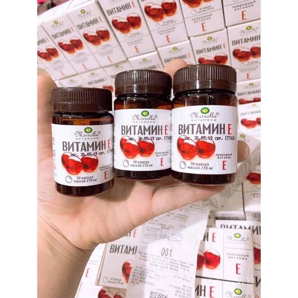 Vitamin E đỏ Mirrolla 270mg Nga, trẻ hóa chống lão hóa da