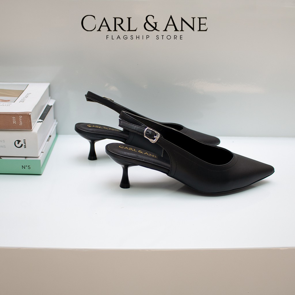 Carl & Ane - Giày cao gót bít mũi phối dây mảnh xinh xắn 5cm màu trắng _ CL011