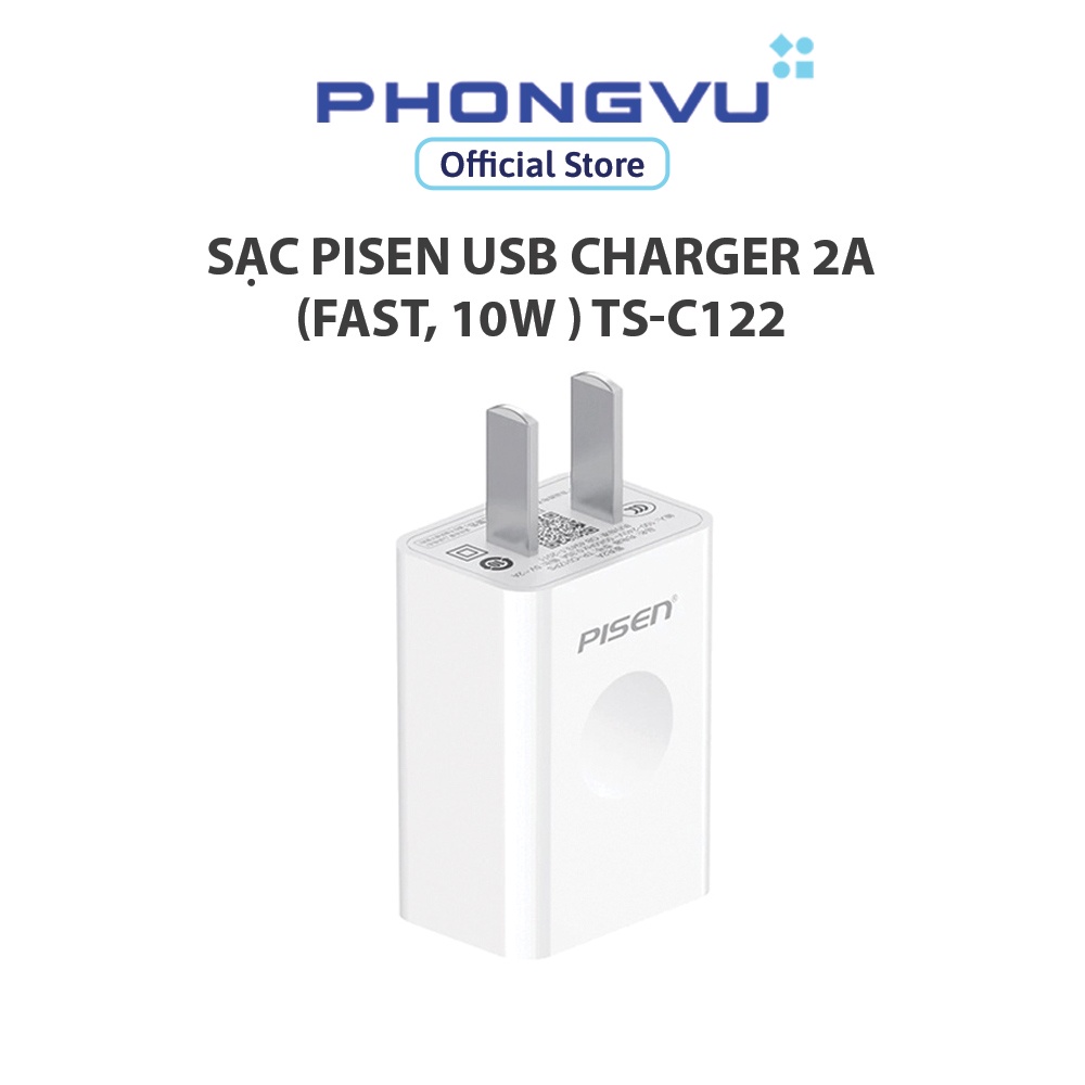 Sạc Pisen USB Charger 2A (FASt, 10W ) TS-C122 - Bảo hành 18 tháng