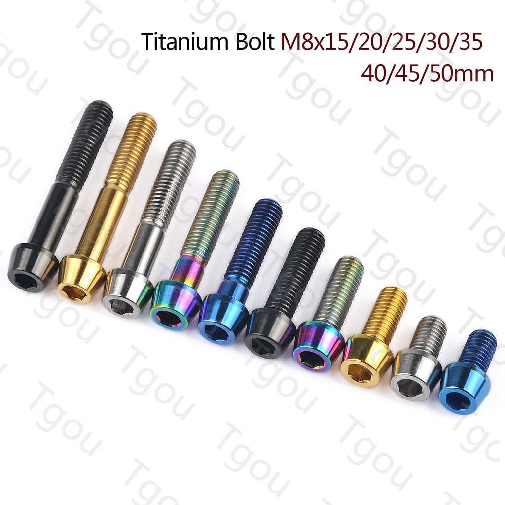 Bu Lông Lục Giác Bằng Titan M8x15 / 20 / 25 / 30 / 35 / 40 / 45 / 50mm Cho Xe Đạp / Xe Máy