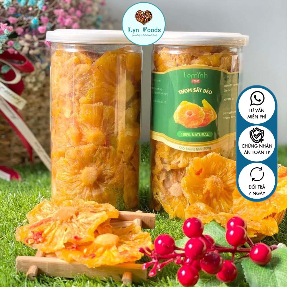 Thơm (Khóm) sấy dẻo muối ớt siêu ngon (Hộp 500g, 250g)