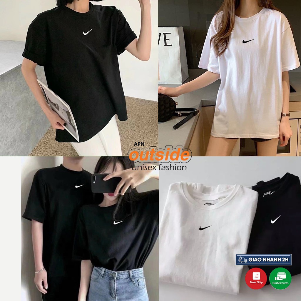 Áo thun unisex nam nữ, áo phông unisex basic logo thêu trước ngực chất liệu cotton full tag nhãn T01