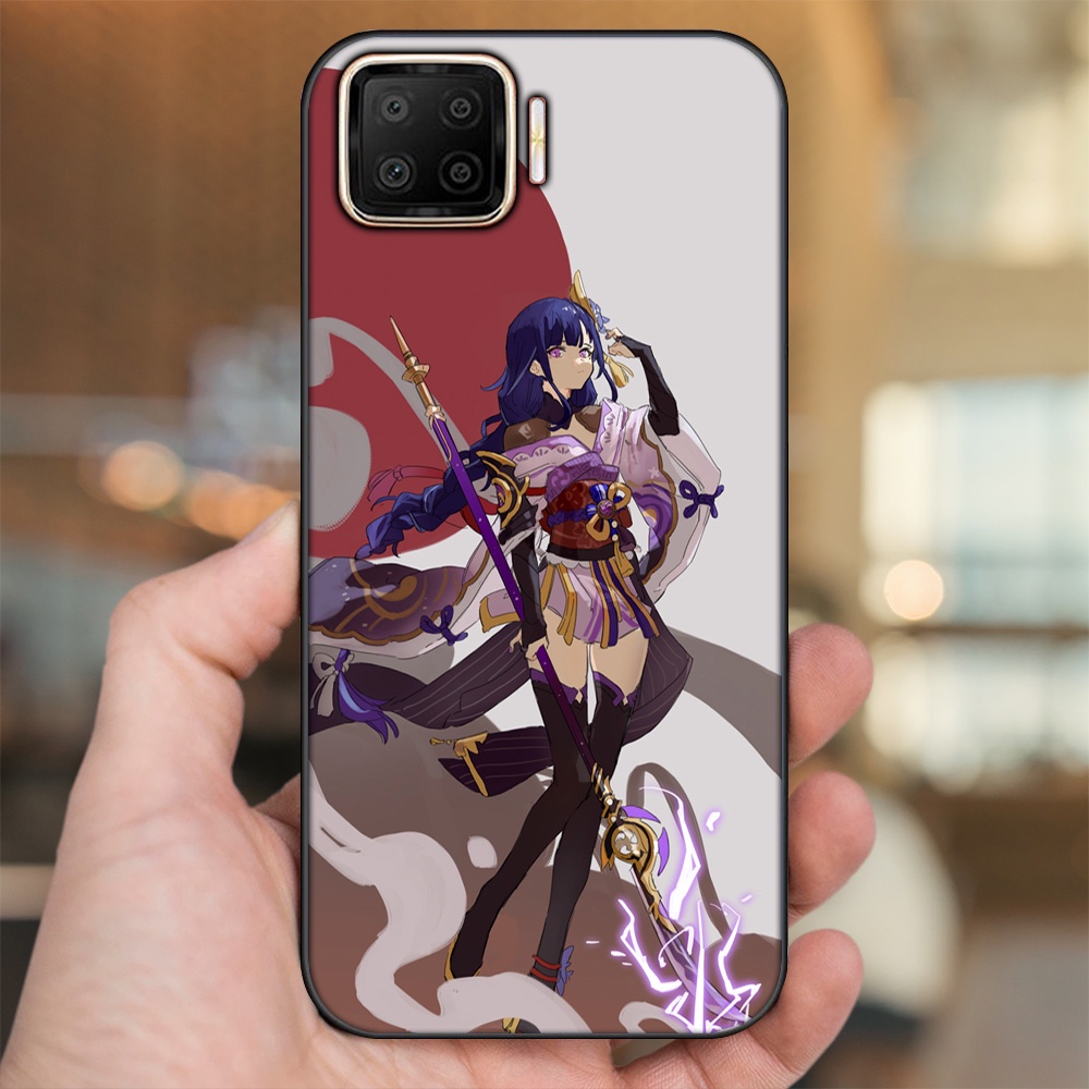 Ốp lưng Oppo A73, A93 4G viền đen in hình Raiden Shogun Genshin Impact