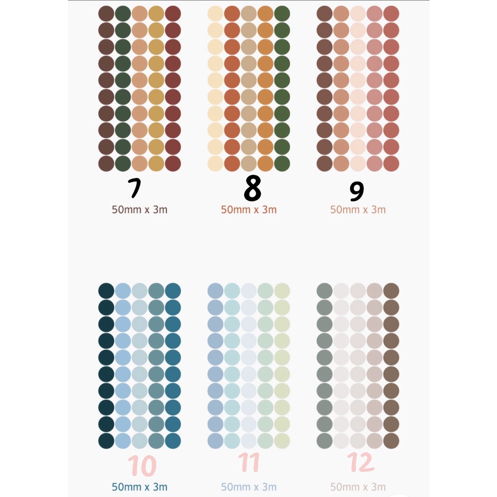 Sticker dán tròn (dạng cuộn) - 50 mm x 3.0 m - Ghi chú - Washi Tape trang trí