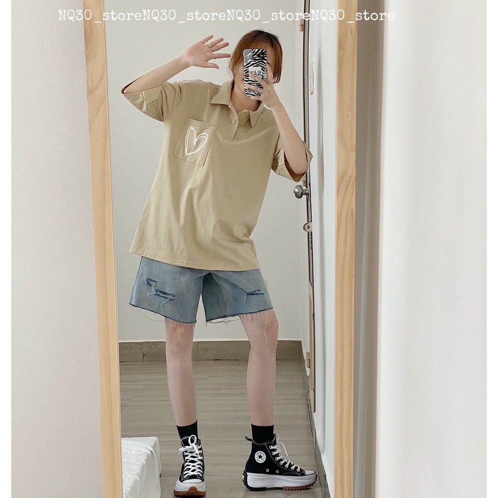 [Mã FASHIONGREEN hoàn 10% tối đa 50K xu đơn 300K] Áo Polo Có Túi Hình Trái Tim Nam Nữ Chất Tici Unisex | BigBuy360 - bigbuy360.vn