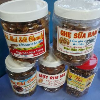 Cá mai sốt chanh ,cá bò da sợi ,cá chỉ vàng tẩm ,ghẹ sữa ram ,mực rim me : combo 5 món