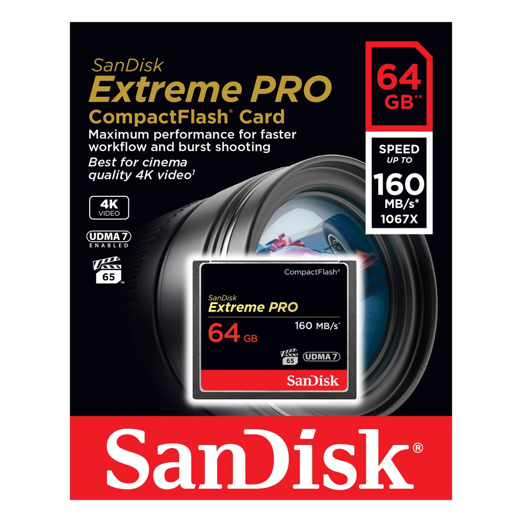 Thẻ Nhớ CF (CompactFlash) SanDisk Extreme PRO 64GB 1067X~160MB/s (SDCFXPS-064G-A46)