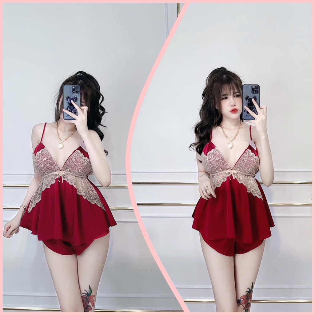 🌸🌸🌸Sét đồ ngủ **2 dây kiểu nơ chất phi lụa mềm dễ thương cho bạn gái