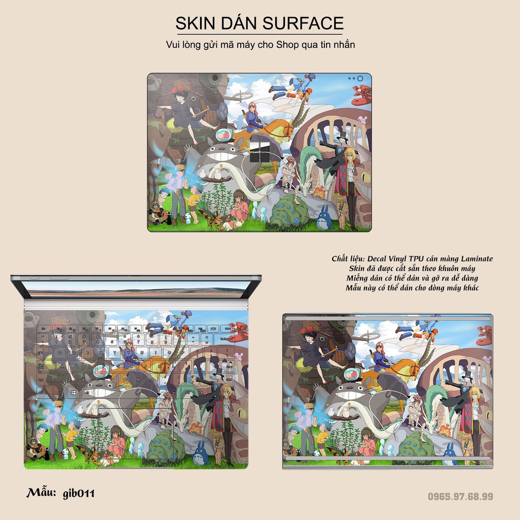 Skin dán Surface in hình Ghibli Studio (inbox mã máy cho Shop)