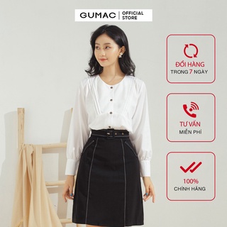 Áo sơ mi nữ cổ tròn xếp ly AA608 GUMAC