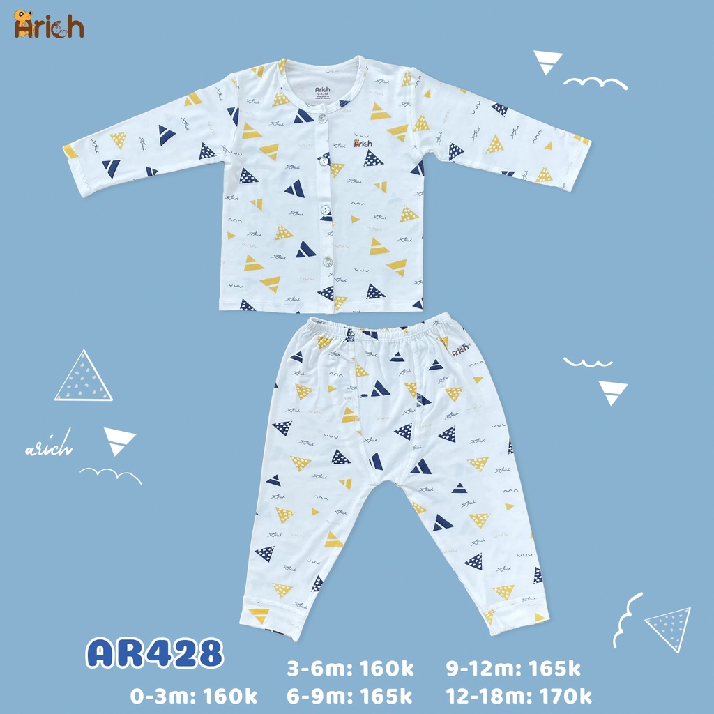 Bộ quần áo dài cài thẳng họa tiết mẫu mới Arich vải sợi tre