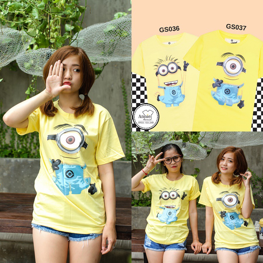 Áo thun hoạt hình Thái Minion GS036 GS037 | Shopee Việt Nam
