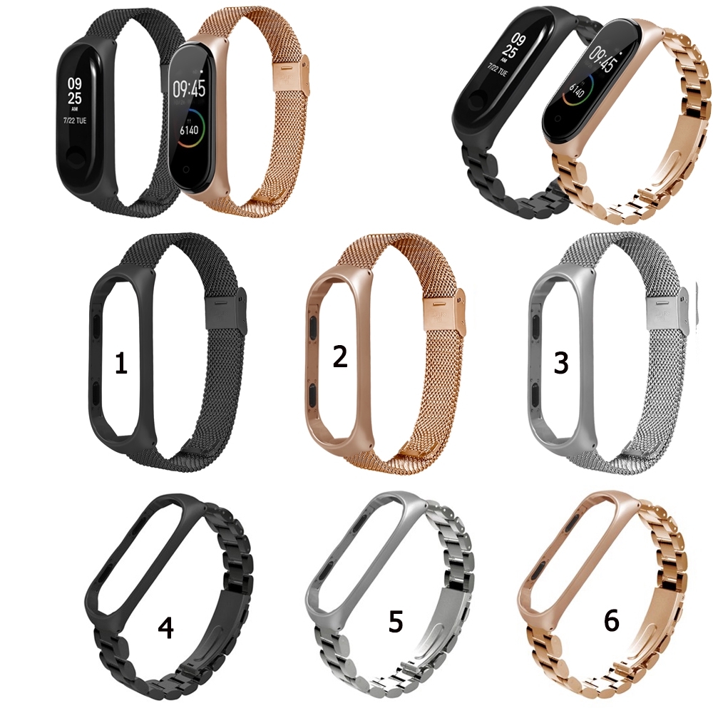 Dây đeo đồng hồ thay thế chất liệu kim loại dành cho Xiaomi Mi Band 4 với 6 màu tùy chọn