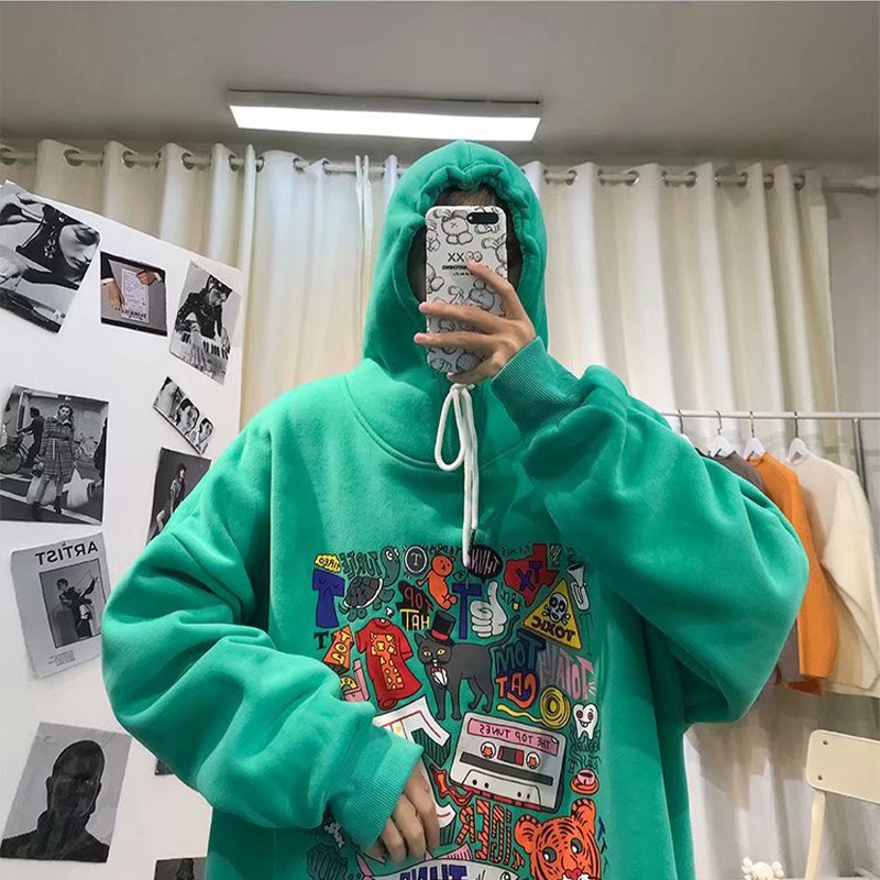 Áo khoác Hoodie Nam Nữ phong cách Harajuku nỉ bông đẹp và ấm New thu đông 2021