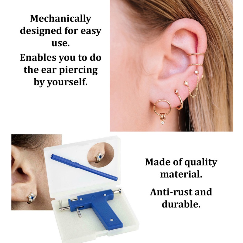 Bộ Súng Bấm Lỗ Tai Chuyên Dụng Với 98 Đinh Tán Xỏ Khuyên Tai Mũi Tai Cơ Thể Không Đau An Toàn