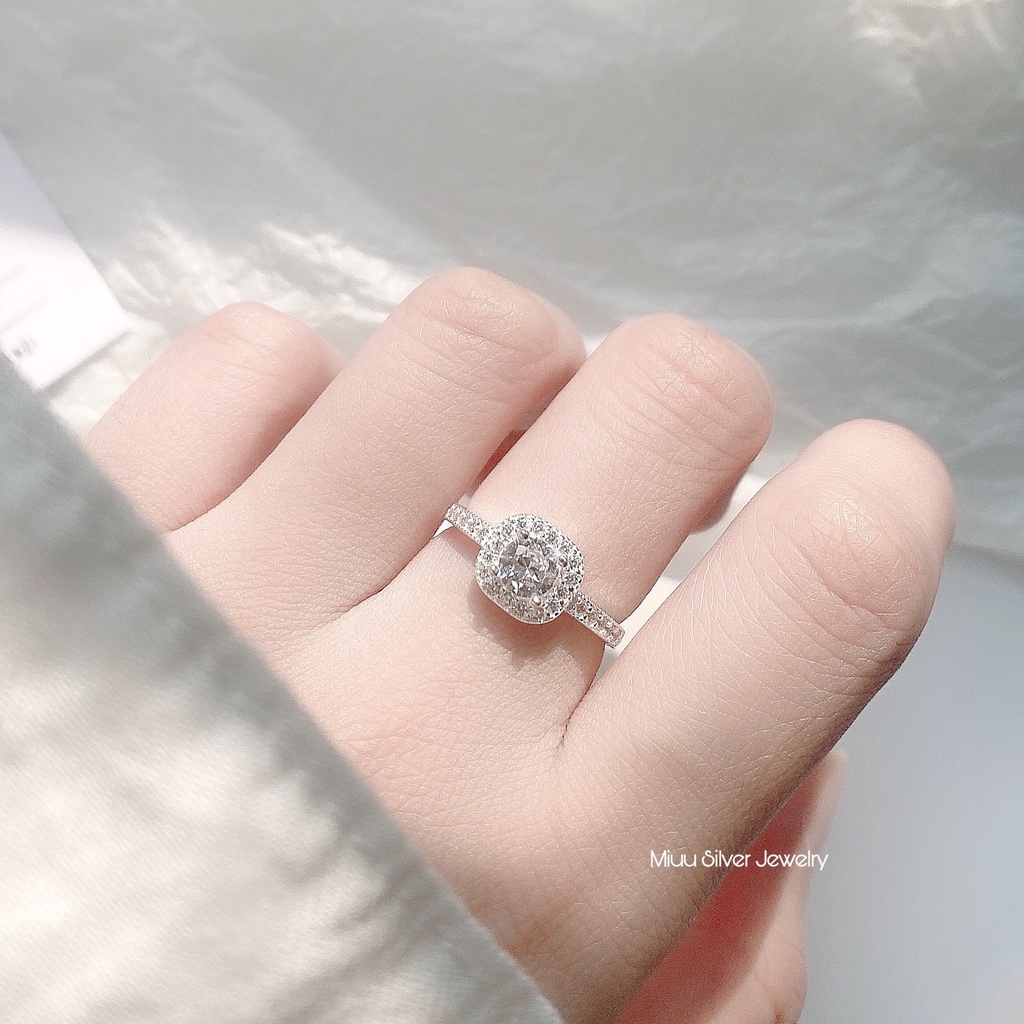 Nhẫn bạc nữ Miuu Silver đính đá vuông sang trọng Pholip Ring