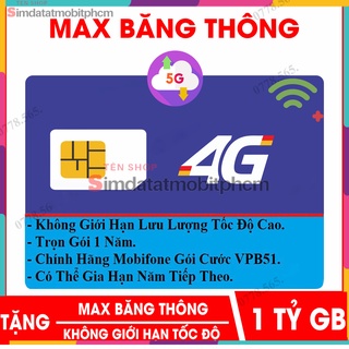 [VP51] [Mobifone VPB51] SIM 4G MAX BĂNG THÔNG TỐC ĐỘ CAO - 100K/Tháng SIM DATA