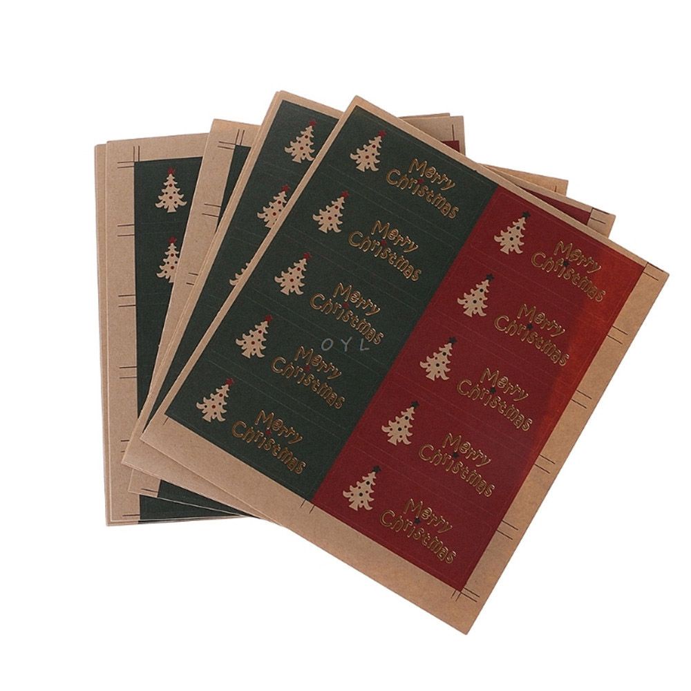 Set 50 nhãn dán trang trí hộp quà thủ công DIY họa tiết Giáng sinh độc đáo