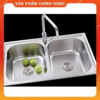 Chậu rửa bát cao cấp inox 100%, 2 hộc, (78x43x23)cm, bồn rửa , bảo hành 3 năm