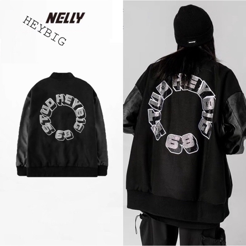 Nelly Heybig Bomber đính đá Form Rộng Dành Cho Nam Và Nữ 109
