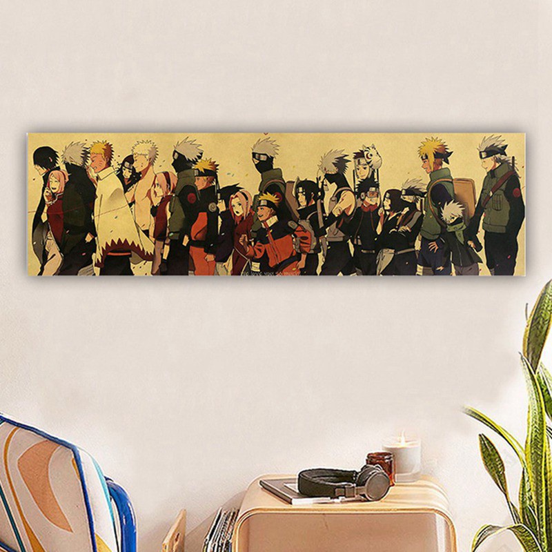 Tấm áp phích dán tường giấy kraft hình nhân vật anime Naruto phong cách retro trang trí phòng ngủ/quán cà phê/bar
