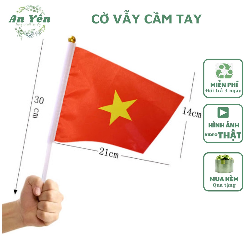 CỜ VẪY CẦM TAY ( Hàng lụa xa tanh loại đẹp)