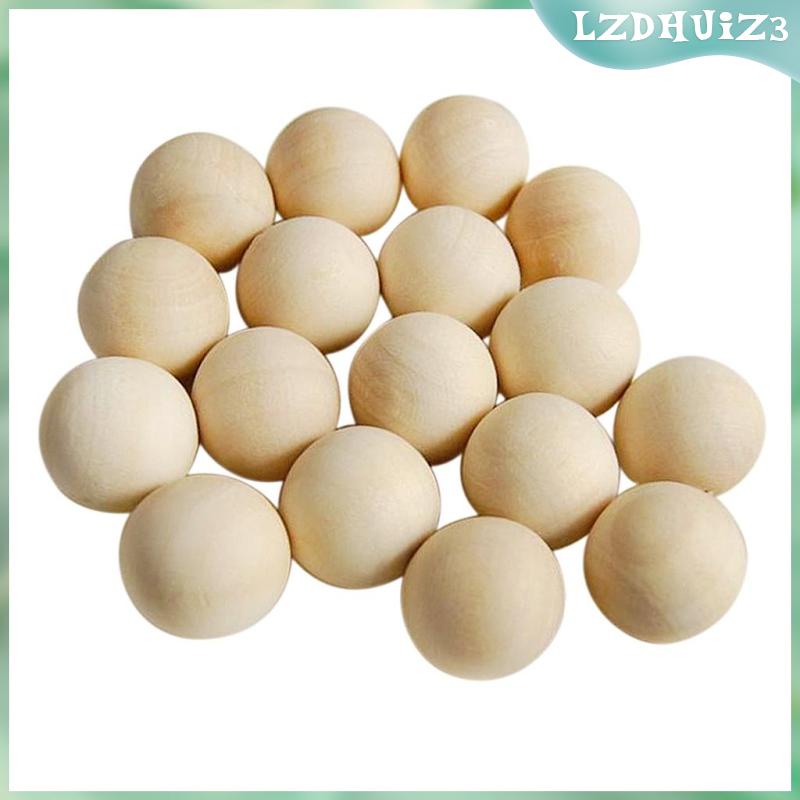 Set 100 Hạt Gỗ Hình Tròn 10mm / 14mm / 20mm / 25mm Làm Đồ Thủ Công DIY