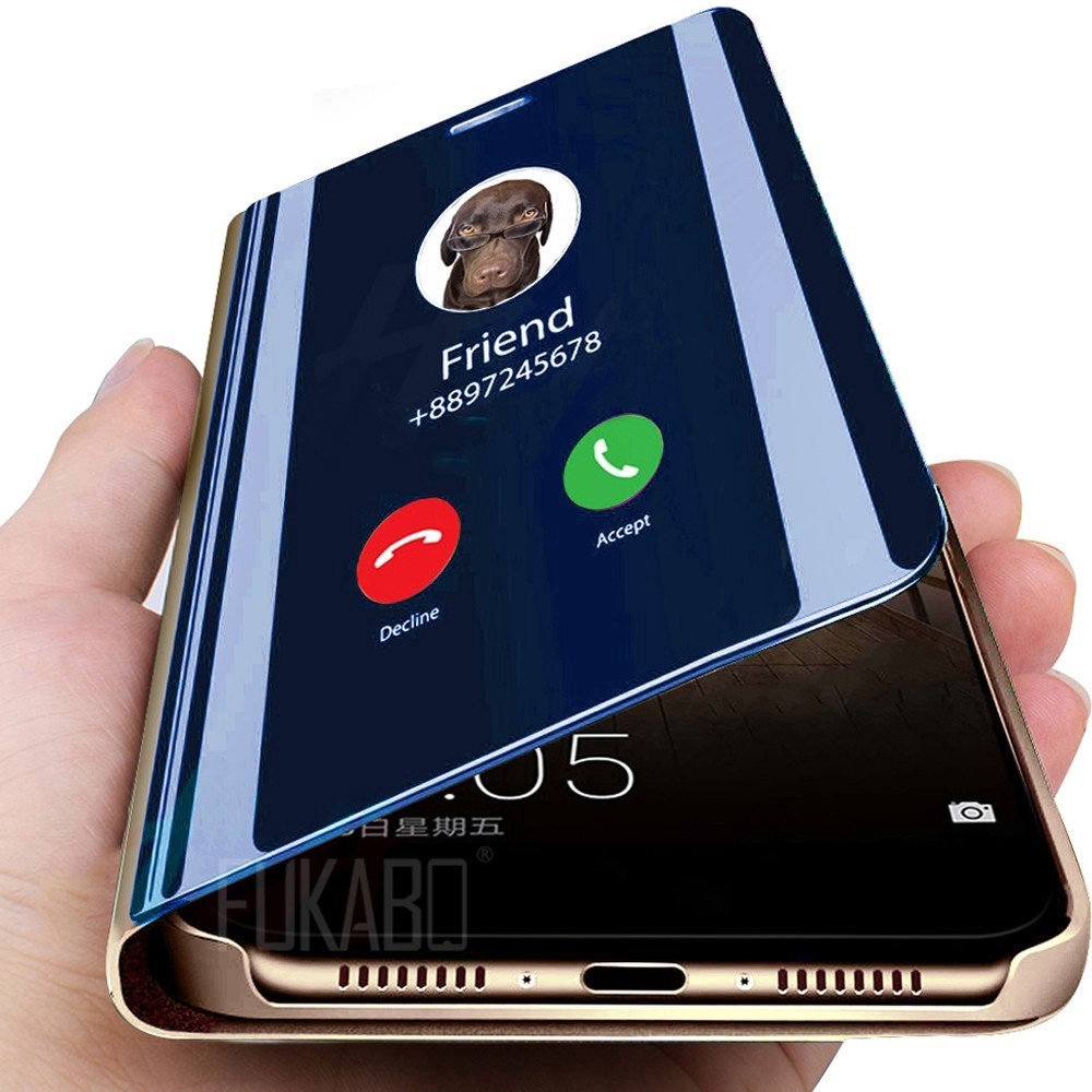 Bao điện thoại có gương gập thông minh bằng da cho Samsung Galaxy J7 PLUS/C8/A6 Plus/J8 2018